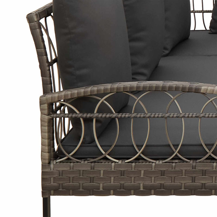 Havesofa Sæt 2 stk. Grå Poly Rattan Stål