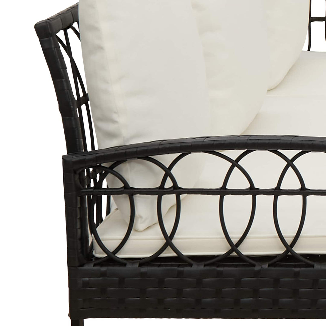 Havesofa Sæt 2 stk. Sort og Cream Poly Rattan Stål