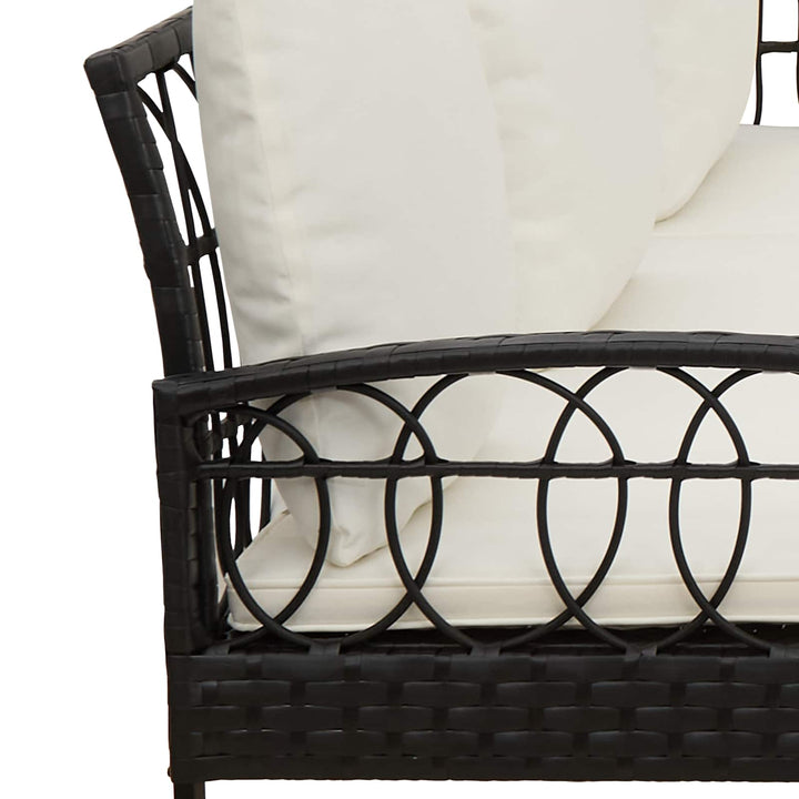 Havesofa Sæt 2 stk. Sort og Cream Poly Rattan Stål