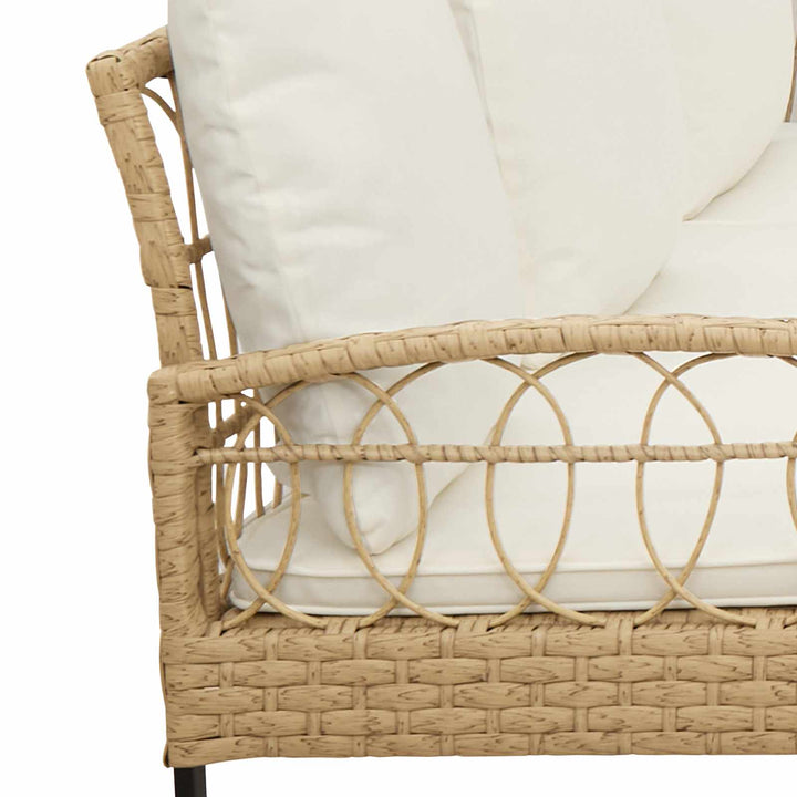 Havesofa Sæt 2 stk. Naturfarvet Poly Rattan Stål