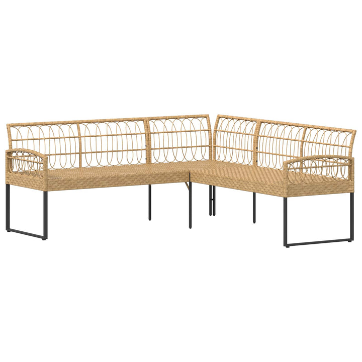 Havesofa Sæt 2 stk. Naturfarvet Poly Rattan Stål