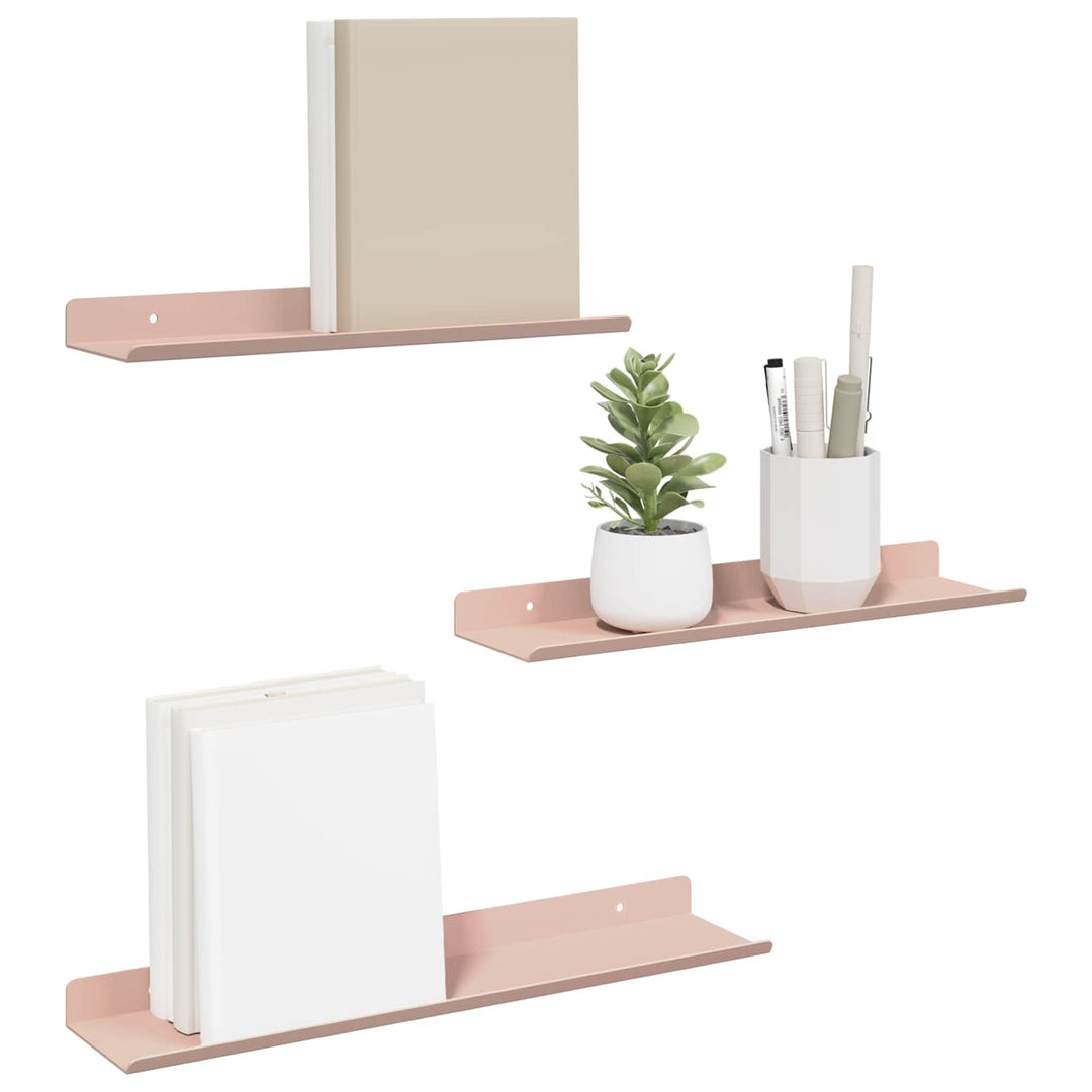 Svævende hylde Vægmonteret 3 pcs Lyserød 40 x 9 x 2,5 cm Stål
