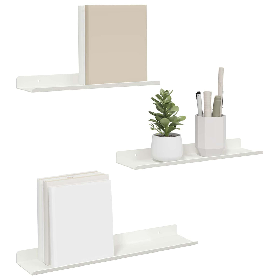 Svævende hylde Vægmonteret 3 pcs Hvid 40 x 9 x 2,5 cm Stål