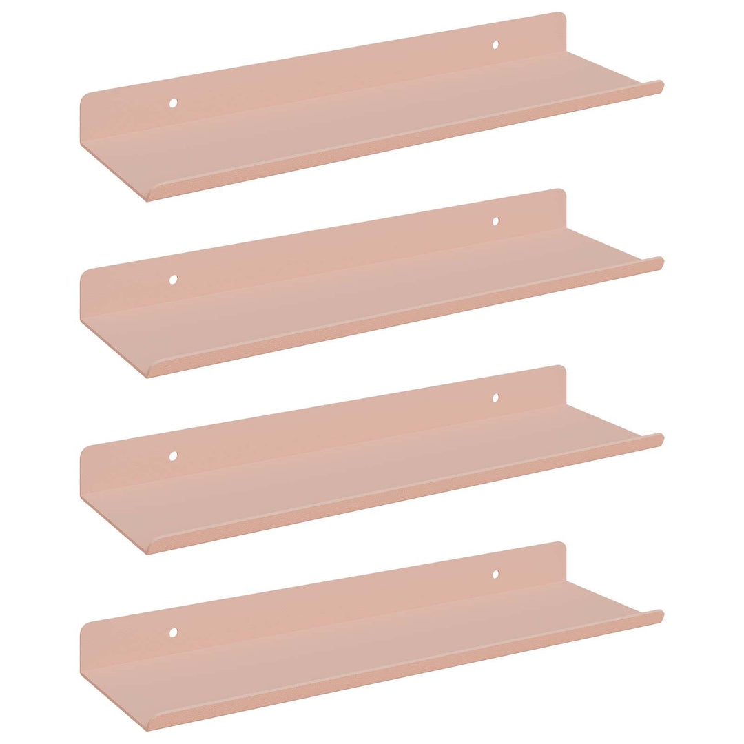 Svævende hylde Vægmonteret 4 pcs Lyserød 30 x 9 x 2,5 cm Stål