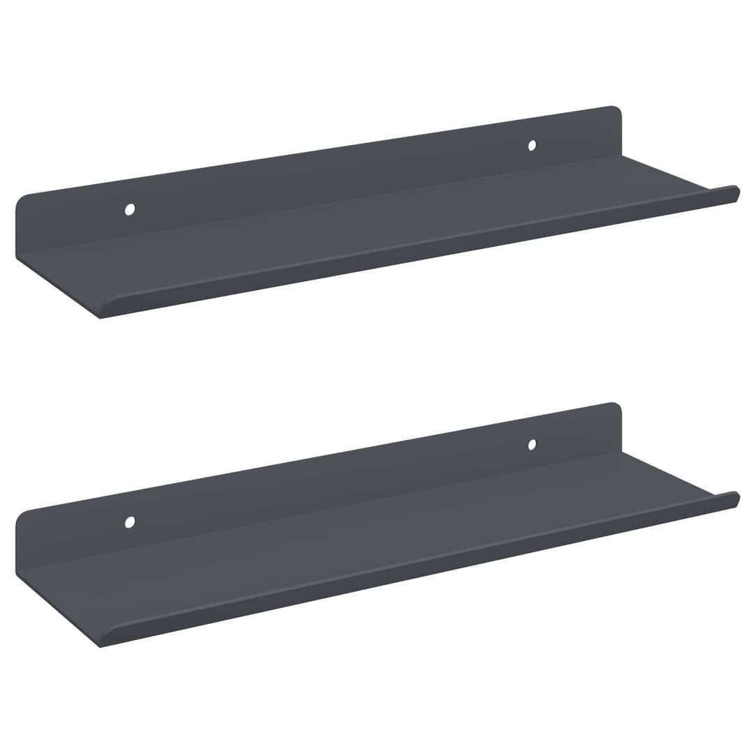 Svævende hylde 2 stk. Antracit 30 x 9 x 2,5 cm Stål