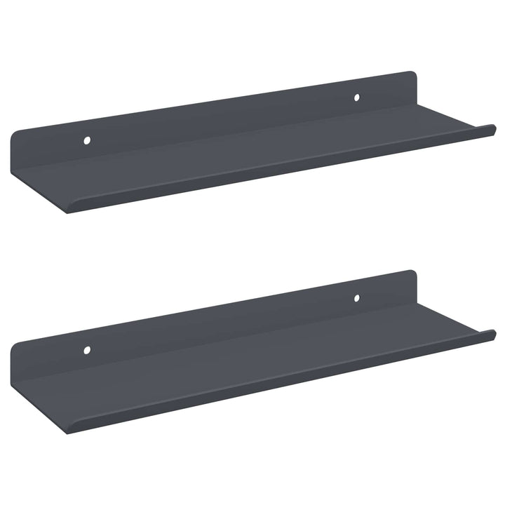 Svævende hylde 2 stk. Antracit 30 x 9 x 2,5 cm Stål