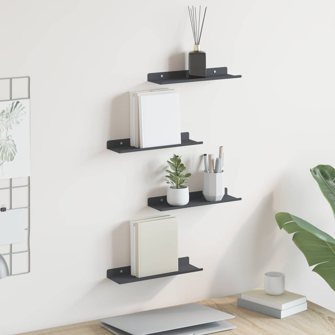 Svævende hylde Vægmonteret 4 pcs Antracit 30 x 9 x 2,5 cm Stål