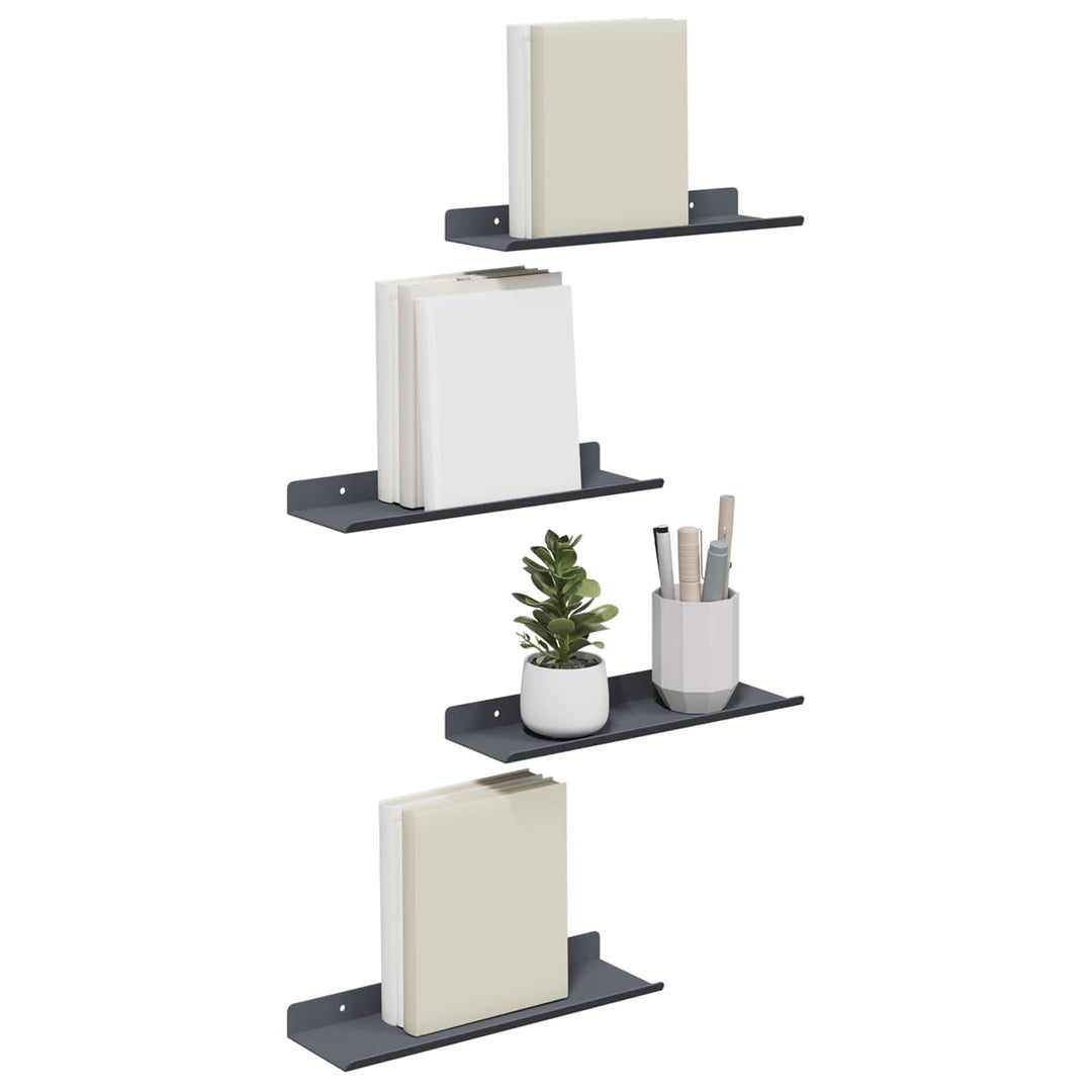 Svævende hylde Vægmonteret 4 pcs Antracit 30 x 9 x 2,5 cm Stål