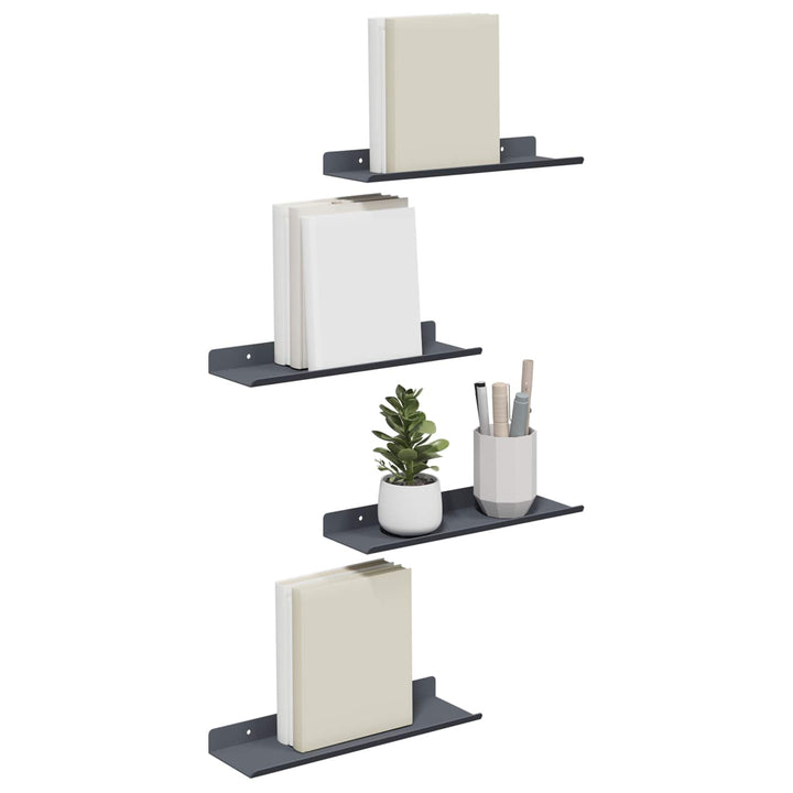 Svævende hylde Vægmonteret 4 pcs Antracit 30 x 9 x 2,5 cm Stål