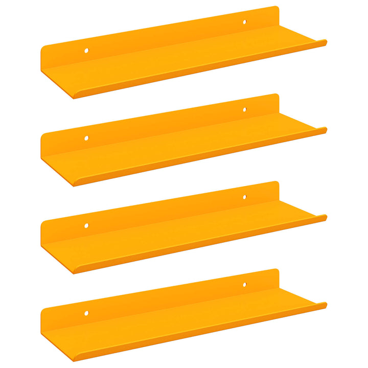 Svævende hylde 4 pcs Sennepsgul 30 x 9 x 2,5 cm Stål