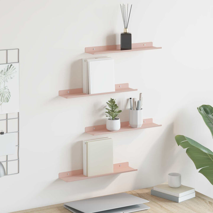 Svævende hylde Vægmonteret 4 pcs Lyserød 40 x 8,5 x 2,5 cm Stål