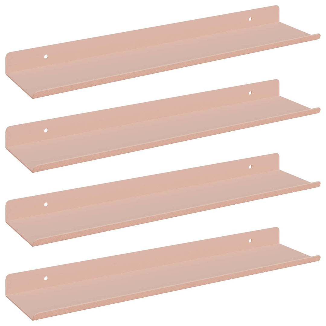 Svævende hylde Vægmonteret 4 pcs Lyserød 40 x 8,5 x 2,5 cm Stål