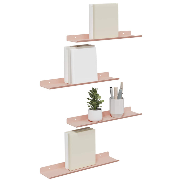 Svævende hylde Vægmonteret 4 pcs Lyserød 40 x 8,5 x 2,5 cm Stål
