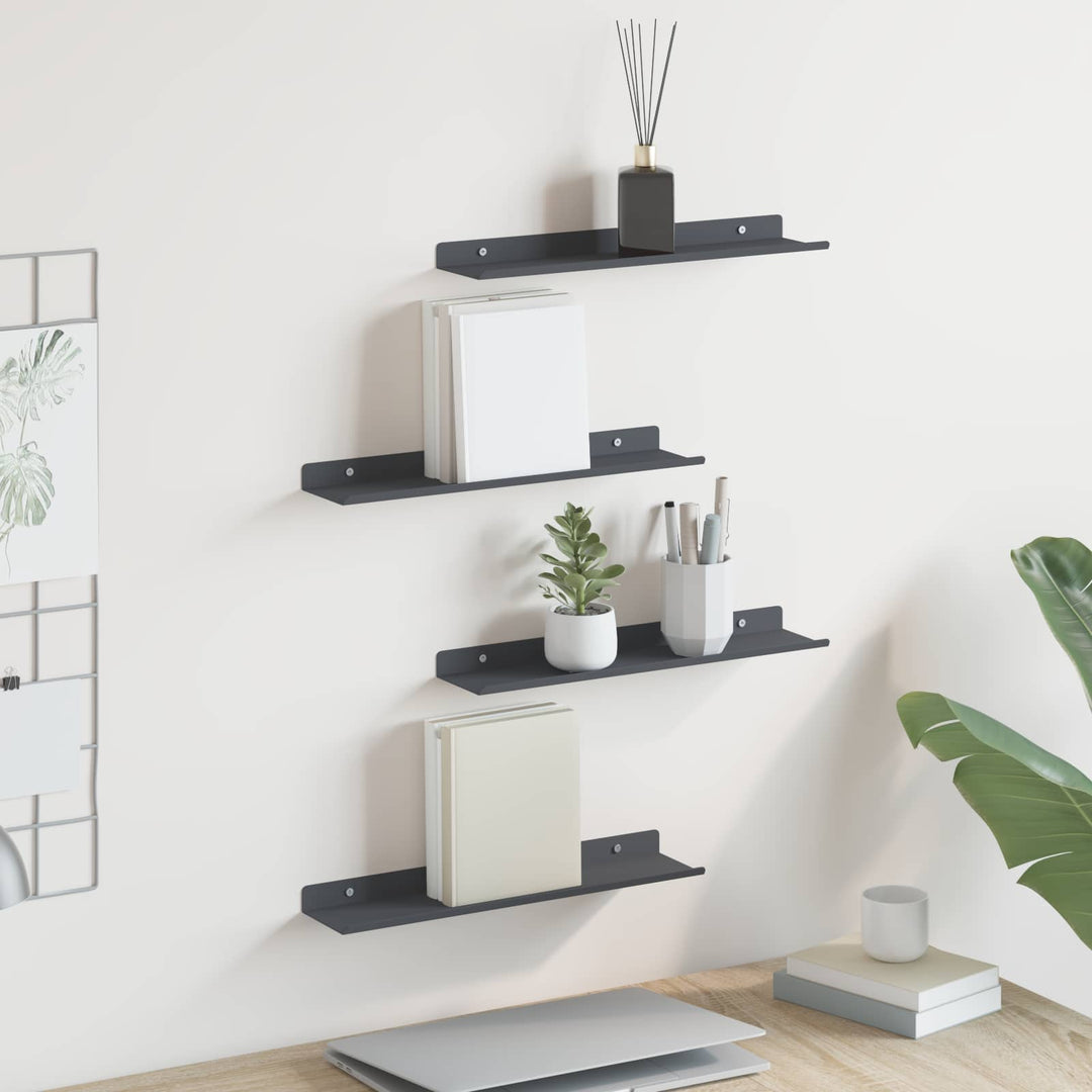 Svævende hylde 4 pcs Antracit 40 x 8,5 x 2,5 cm Stål