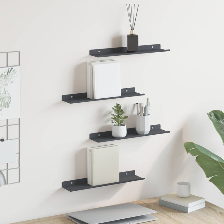 Svævende hylde 4 pcs Antracit 40 x 8,5 x 2,5 cm Stål