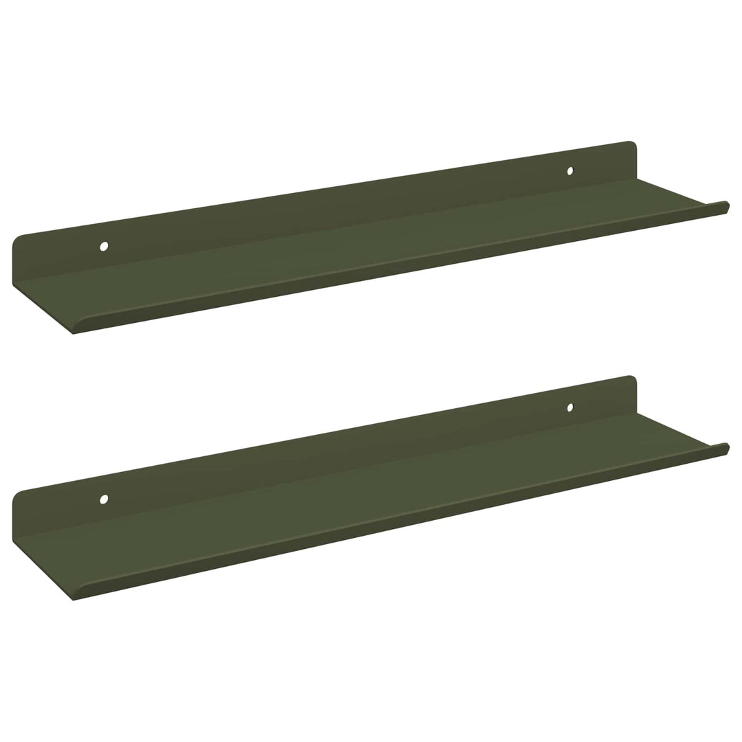 Svævende hylde 2 pcs Oliven grøn 40 x 8,5 x 2,5 cm Stål
