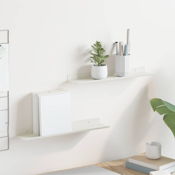 Svævende hylde Vægmonteret 2 pcs Hvid 40 x 8,5 x 2,5 cm Stål