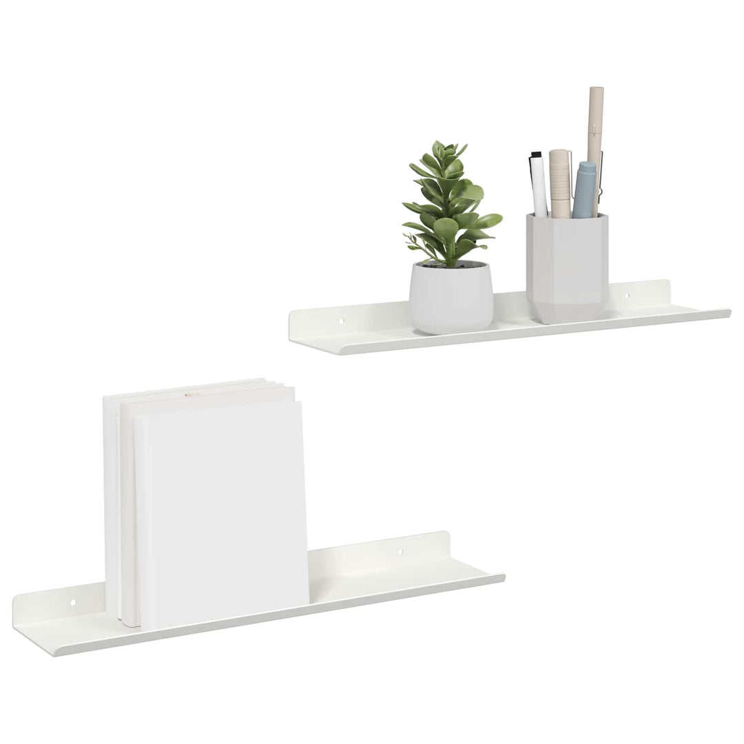 Svævende hylde Vægmonteret 2 pcs Hvid 40 x 8,5 x 2,5 cm Stål