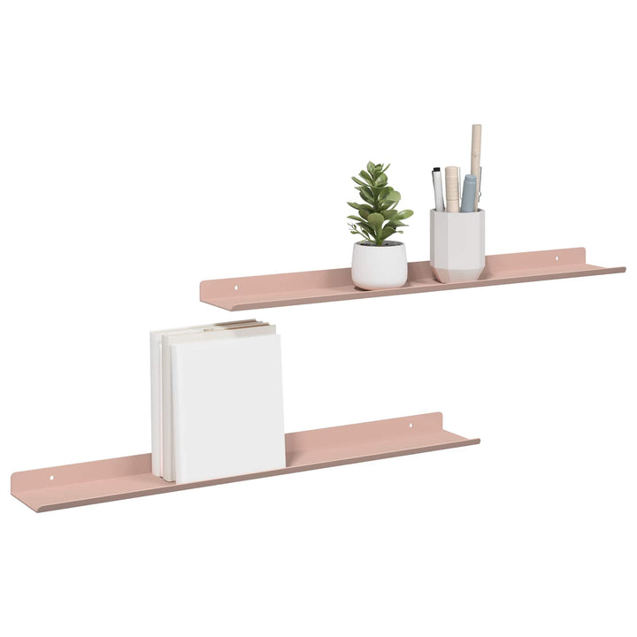 Svævende hylde Vægmonteret 2 pcs Lyserød 60 x 8,5 x 2,5 cm Stål