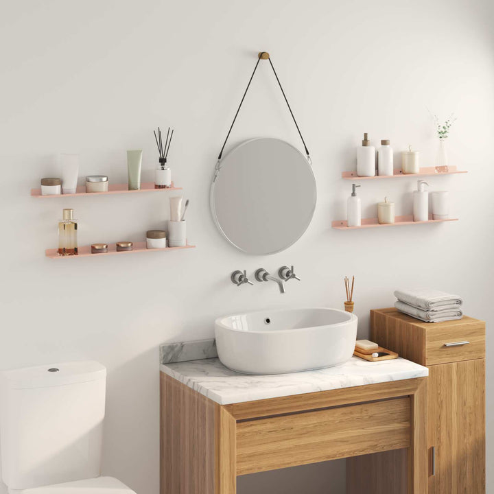 Svævende hylde Vægmonteret 4 pcs Lyserød 60 x 8,5 x 2,5 cm Stål