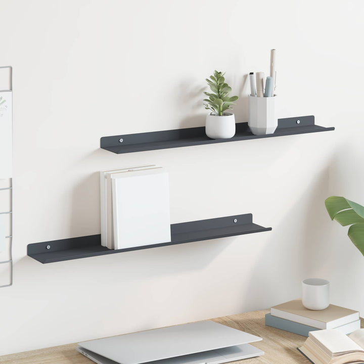 Svævende hylde 2 pcs Antracit 60 x 8,5 x 2,5 cm Stål