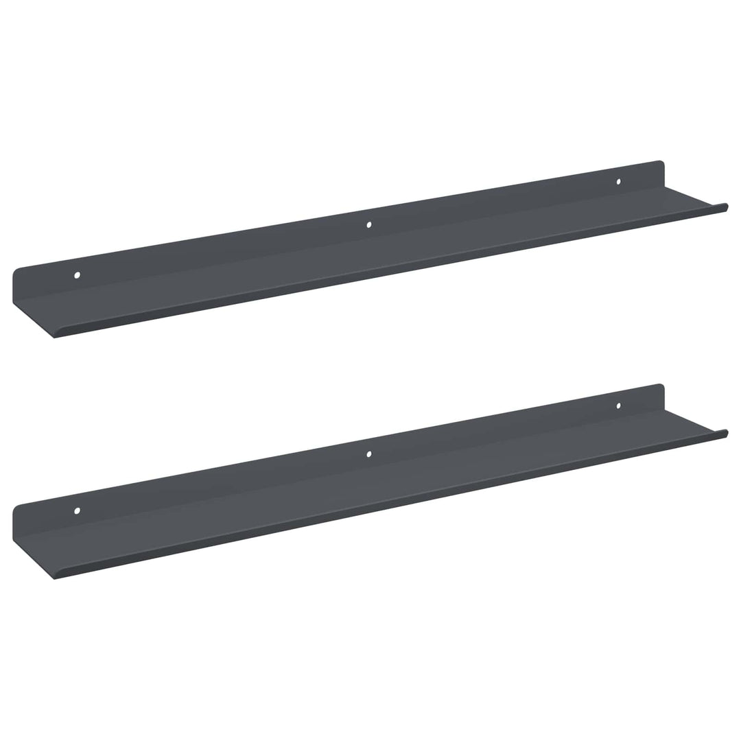 Svævende hylde 2 pcs Antracit 60 x 8,5 x 2,5 cm Stål