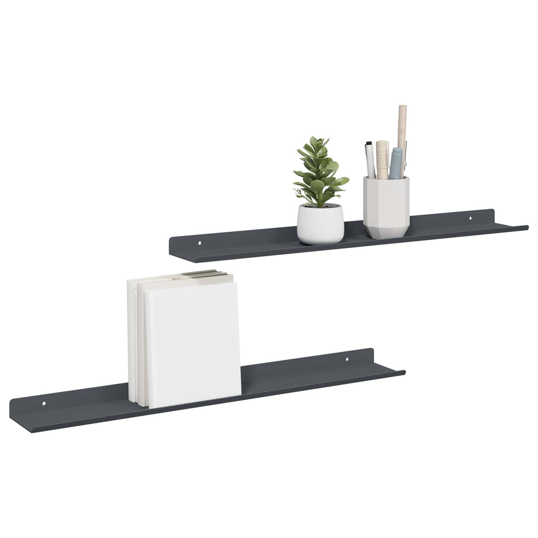 Svævende hylde 2 pcs Antracit 60 x 8,5 x 2,5 cm Stål
