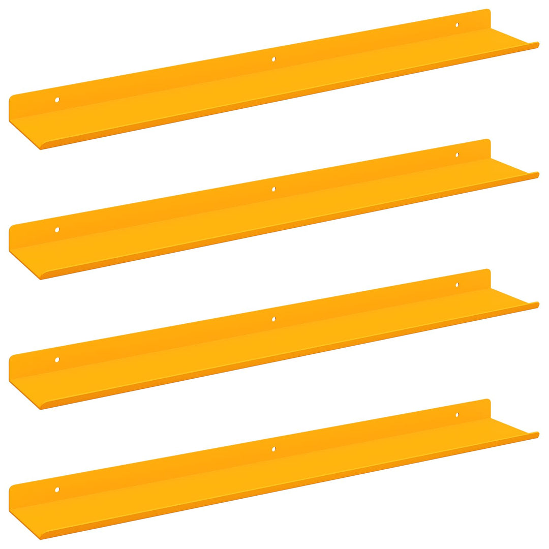 Svævende hylde 4 pcs Sennepsgul 60 x 8,5 x 2,5 cm Stål