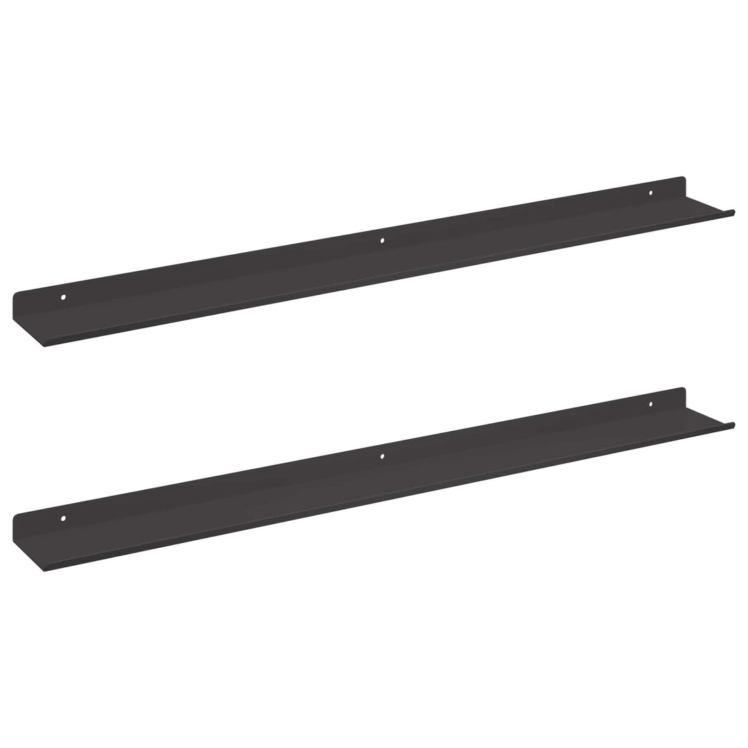 Svævende hylde Vægmonteret 2 pcs Sort 80 x 9 x 2,5 cm Stål