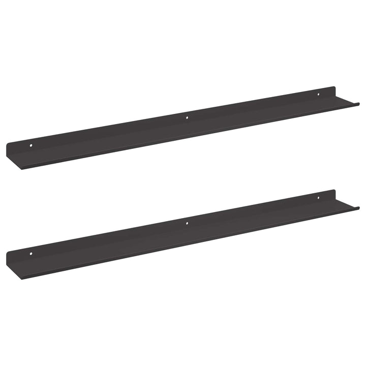 Svævende hylde Vægmonteret 2 pcs Sort 80 x 9 x 2,5 cm Stål
