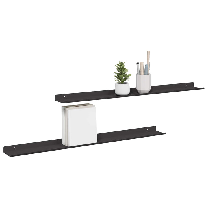 Svævende hylde Vægmonteret 2 pcs Sort 80 x 9 x 2,5 cm Stål