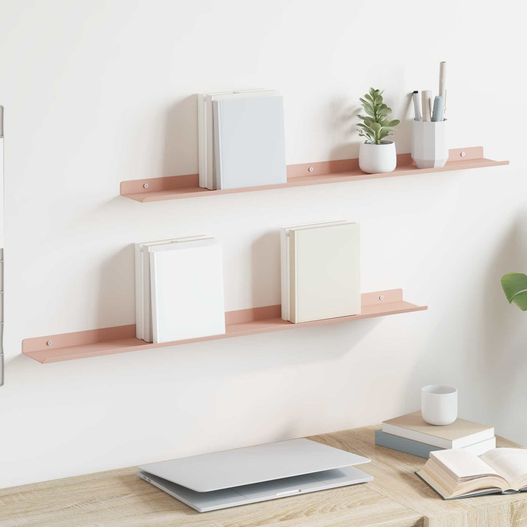 Svævende hylde Vægmonteret 2 pcs Lyserød 80 x 9 x 2,5 cm Stål