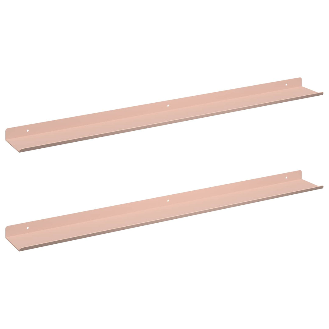 Svævende hylde Vægmonteret 2 pcs Lyserød 80 x 9 x 2,5 cm Stål