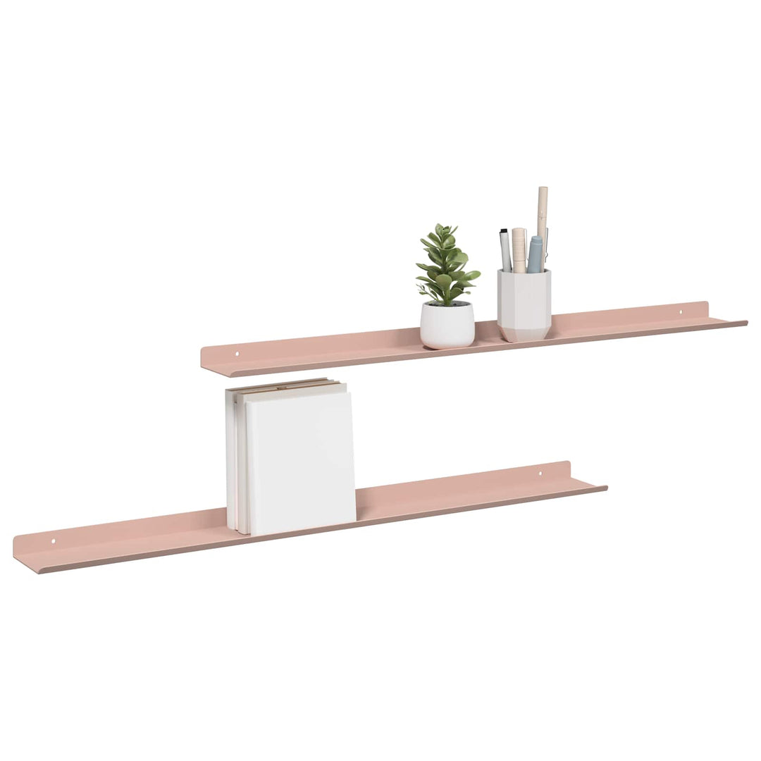 Svævende hylde Vægmonteret 2 pcs Lyserød 80 x 9 x 2,5 cm Stål