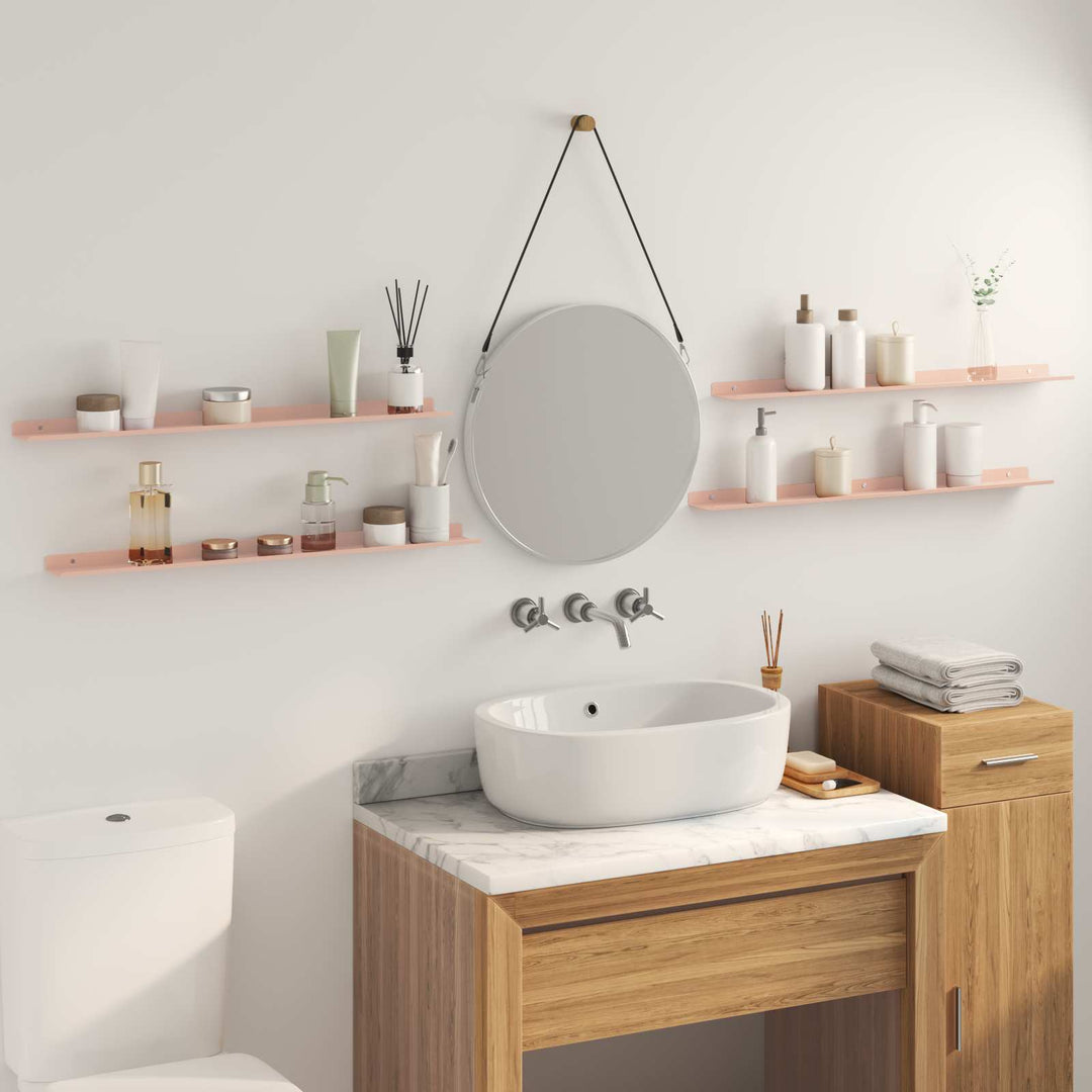 Svævende hylde Vægmonteret 4 pcs Lyserød 80 x 9 x 2,5 cm Stål
