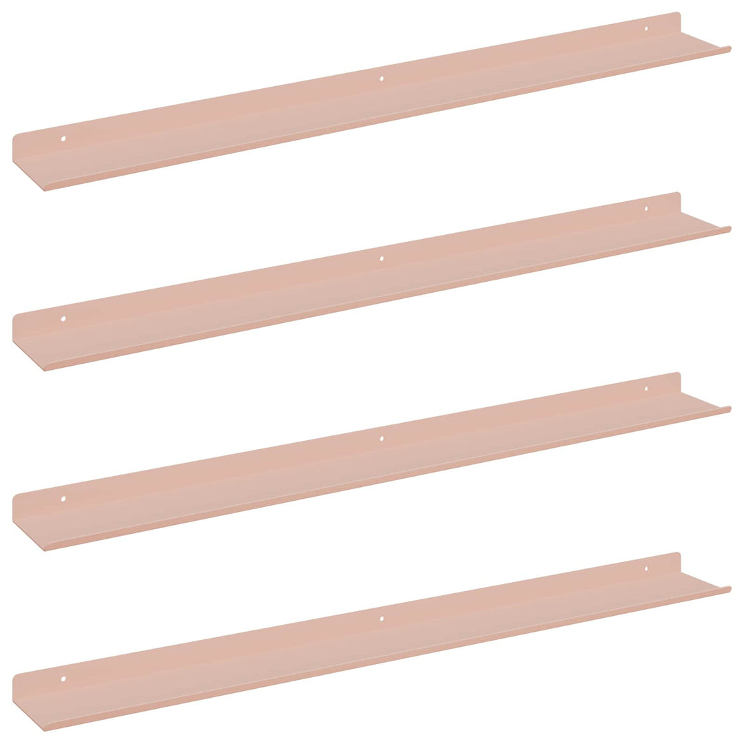 Svævende hylde Vægmonteret 4 pcs Lyserød 80 x 9 x 2,5 cm Stål