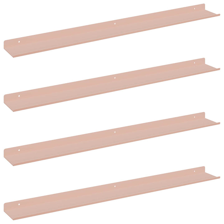 Svævende hylde Vægmonteret 4 pcs Lyserød 80 x 9 x 2,5 cm Stål