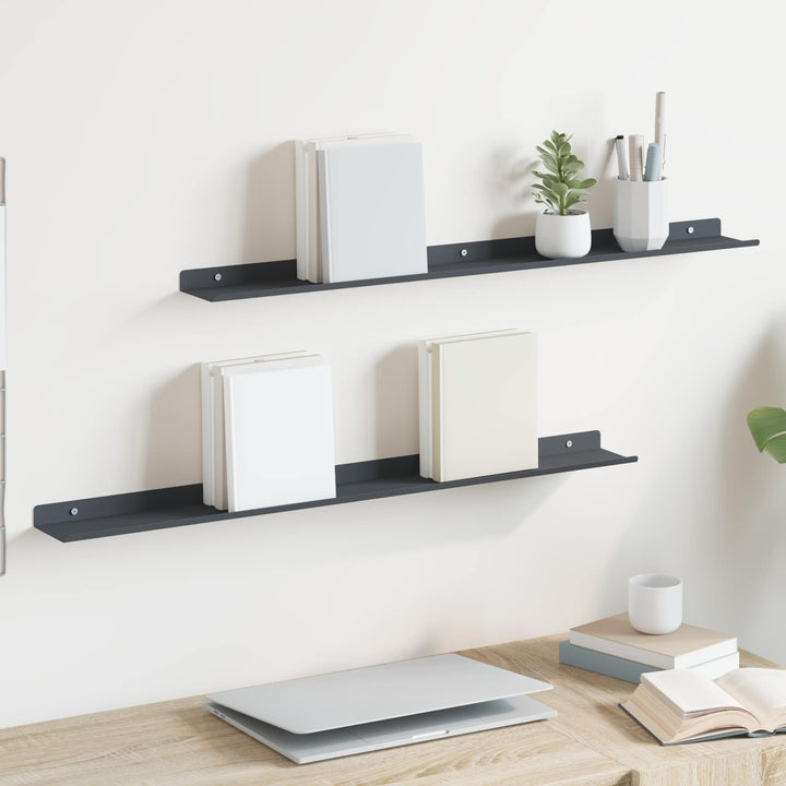 Svævende hylde Vægmonteret 2 pcs Antracit 80 x 9 x 2,5 cm Stål