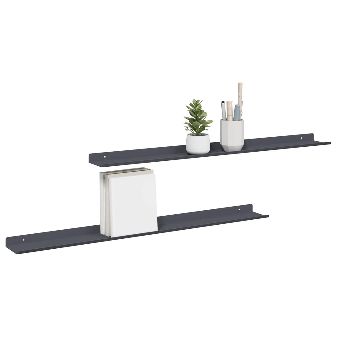 Svævende hylde Vægmonteret 2 pcs Antracit 80 x 9 x 2,5 cm Stål