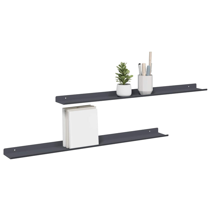 Svævende hylde Vægmonteret 2 pcs Antracit 80 x 9 x 2,5 cm Stål