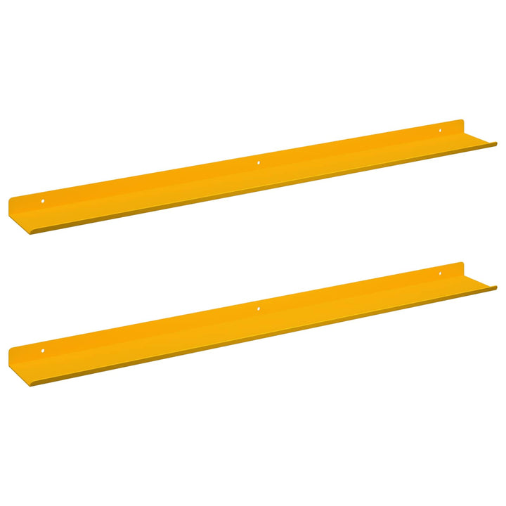 Svævende hylde 2 pcs Sennepsgul 80 x 9 x 2,5 cm Stål