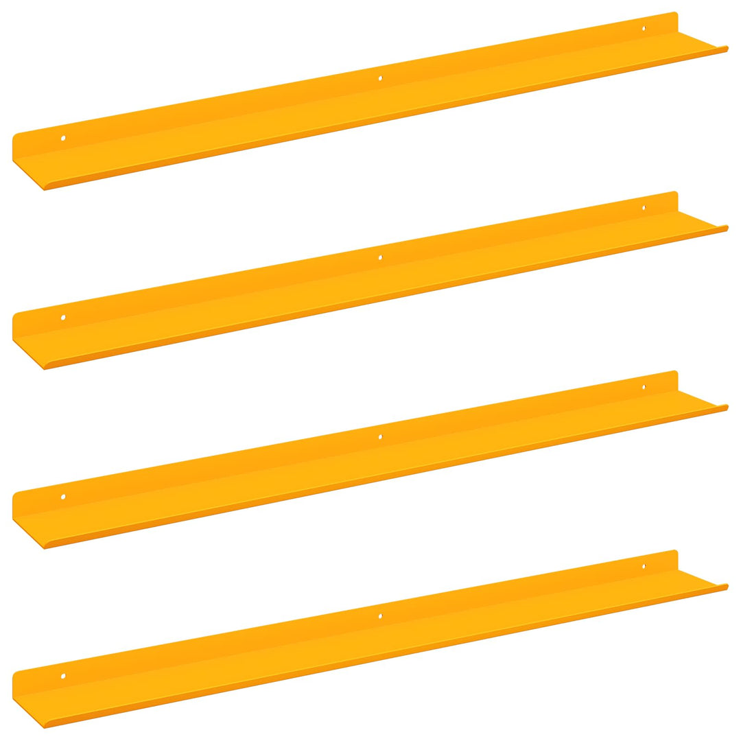 Svævende hylde 4 pcs Sennepsgul 80 x 9 x 2,5 cm Stål