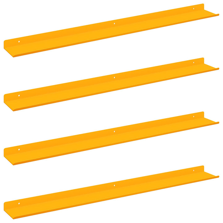 Svævende hylde 4 pcs Sennepsgul 80 x 9 x 2,5 cm Stål