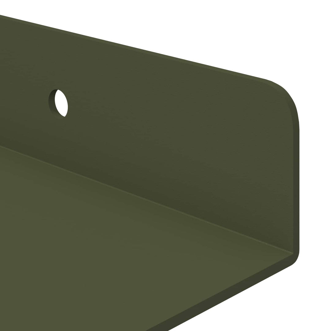 Svævende hylde 4 pcs Oliven grøn 80 x 9 x 2,5 cm Stål