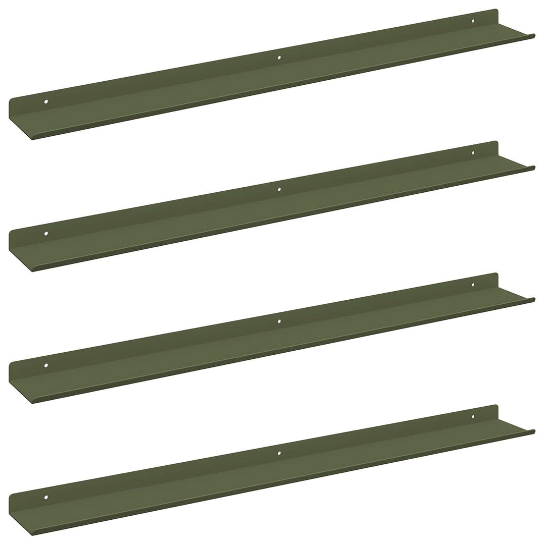 Svævende hylde 4 pcs Oliven grøn 80 x 9 x 2,5 cm Stål