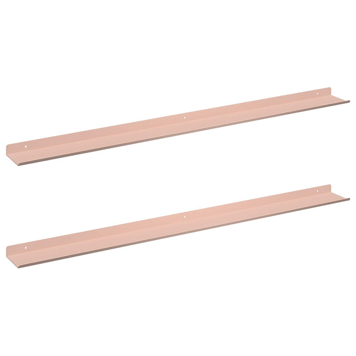 Svævende hylde Vægmonteret 2 pcs Lyserød 100 x 9 x 2,5 cm Stål