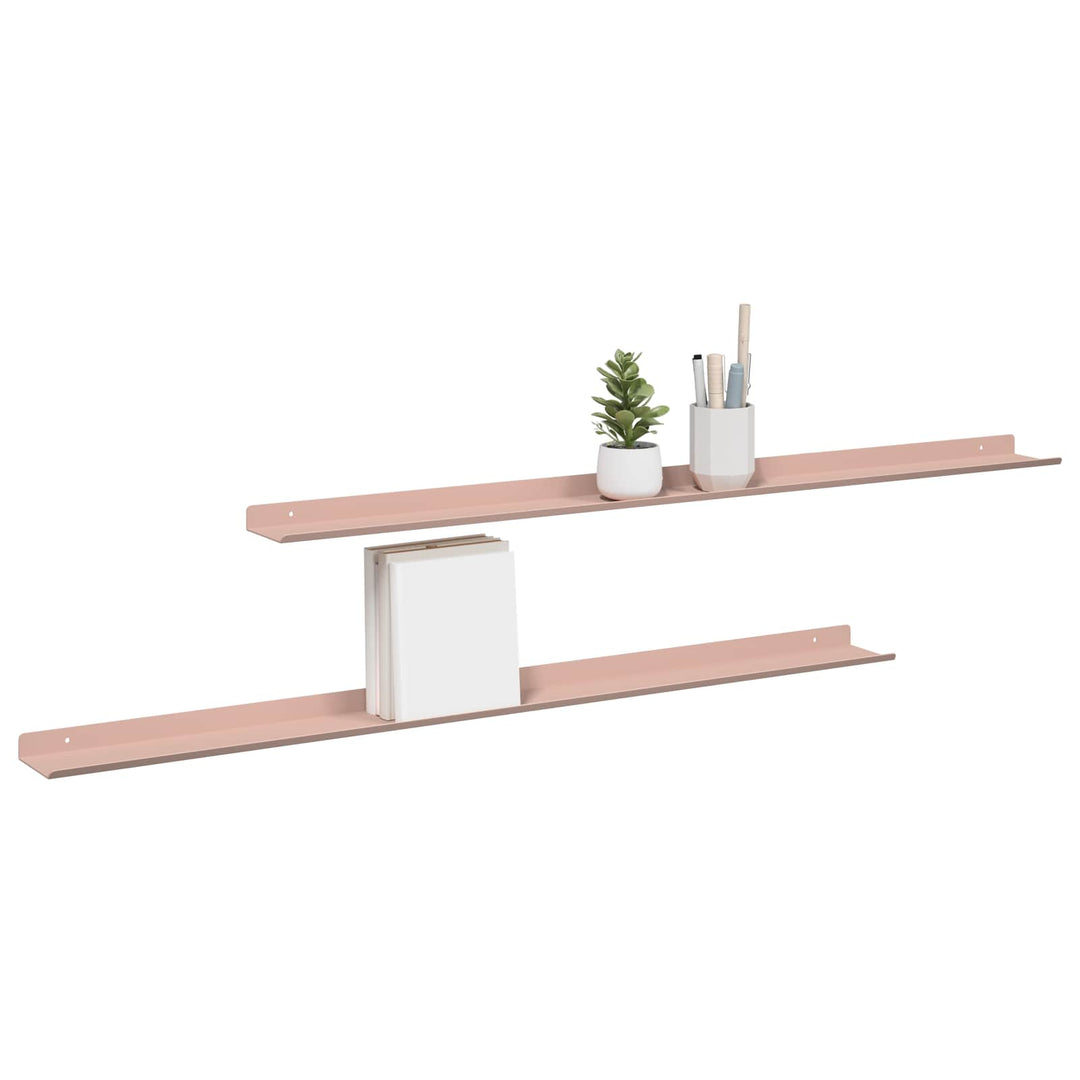 Svævende hylde Vægmonteret 2 pcs Lyserød 100 x 9 x 2,5 cm Stål