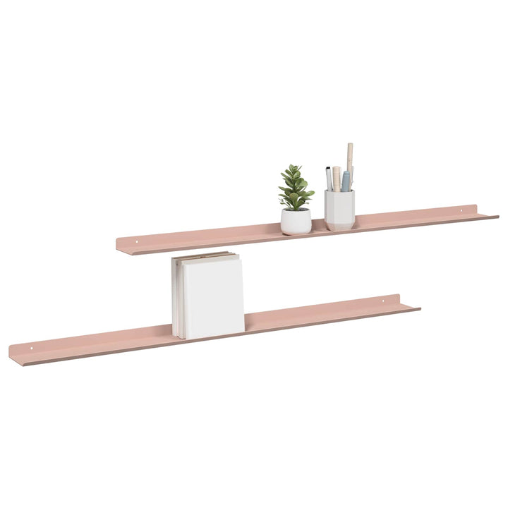 Svævende hylde Vægmonteret 2 pcs Lyserød 100 x 9 x 2,5 cm Stål