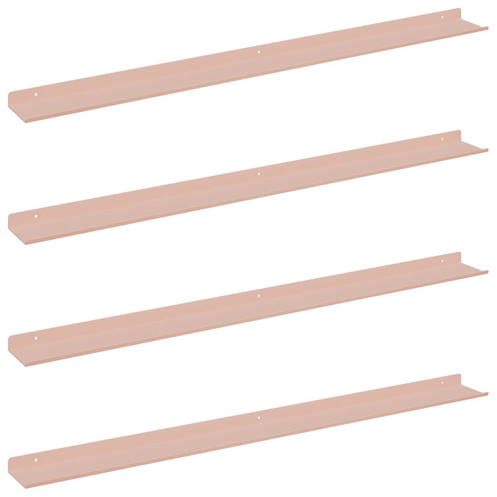 Svævende hylde Vægmonteret 4 pcs Lyserød 100 x 9 x 2,5 cm Stål