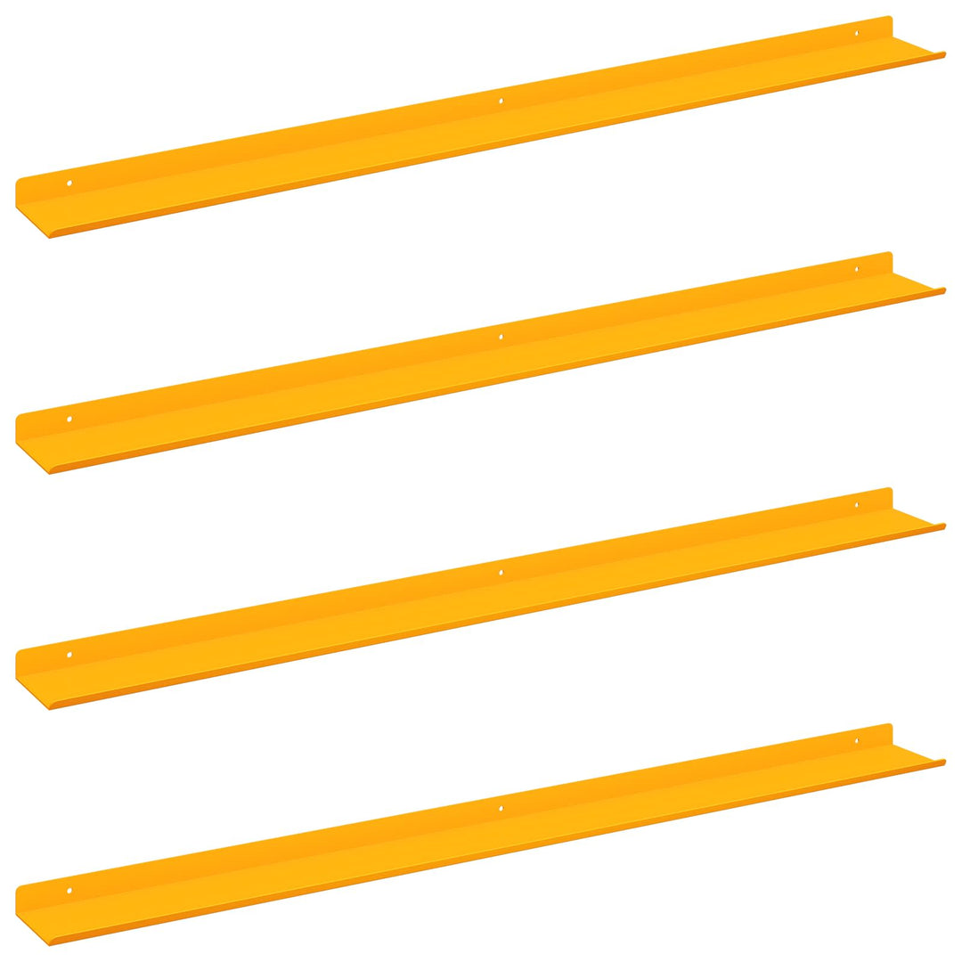 Svævende hylde 4 pcs Sennepsgul 100 x 9 x 2,5 cm Stål